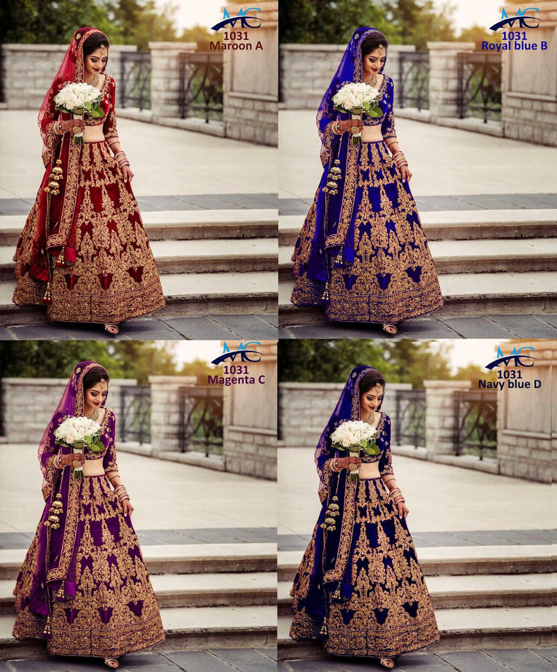 MC 1031 Velvet Maroon Heavy Embroidery And Hand Work Designer Choli Single Collection