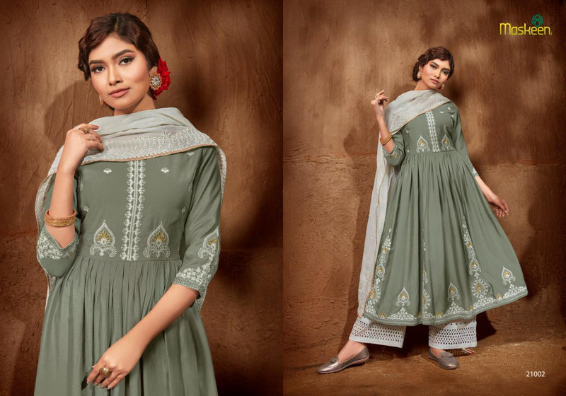 Maskeen Presents Roza Heavy Rayon Cotton Embroidery Work Kurti Collection