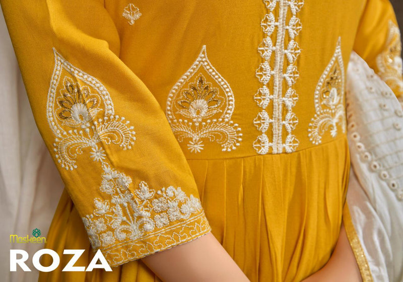 Maskeen Presents Roza Heavy Rayon Cotton Embroidery Work Kurti Collection