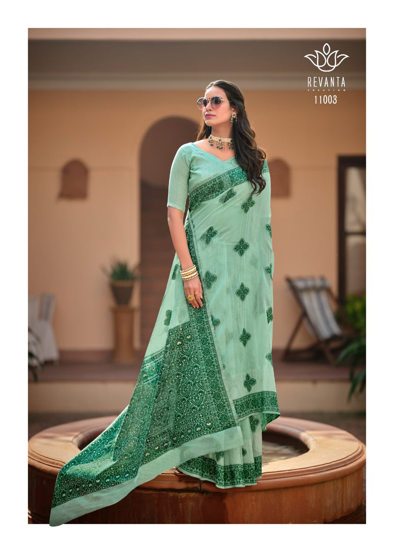 Revanta Mohey Cotton Silk Festive Wear Sarees With Sequence Work