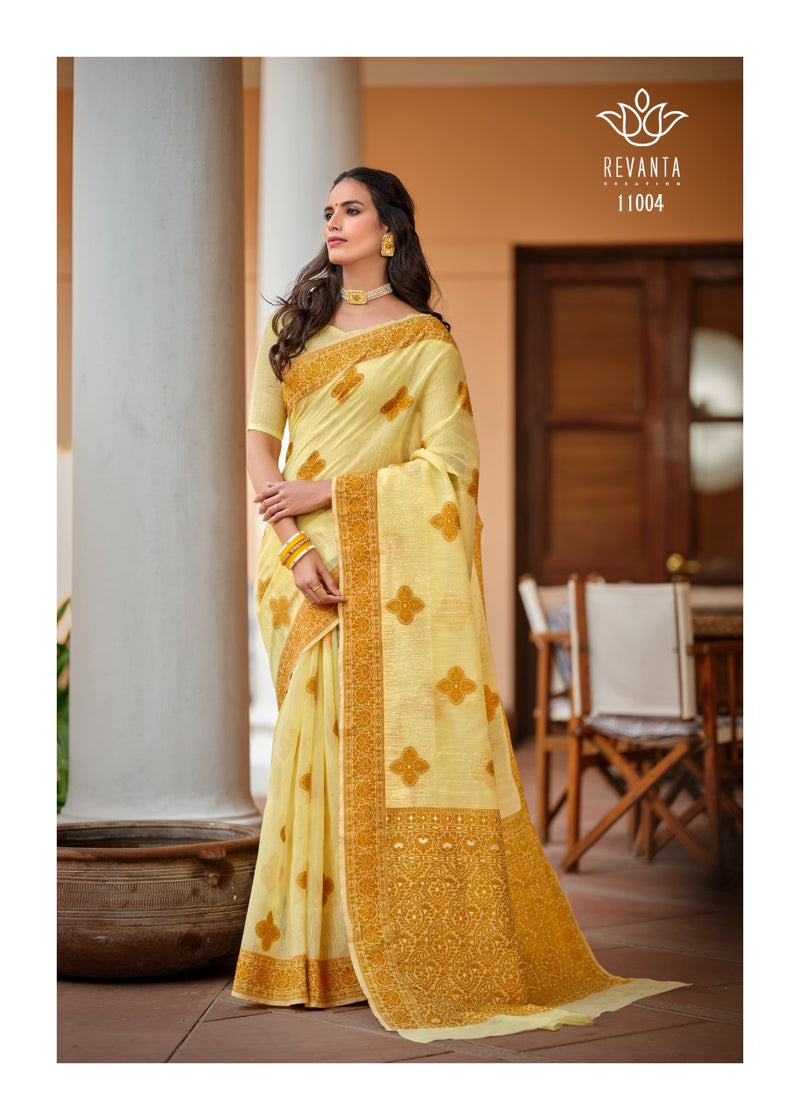 Revanta Mohey Cotton Silk Festive Wear Sarees With Sequence Work