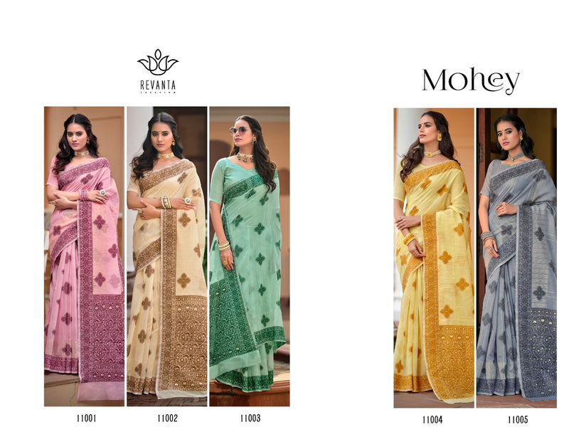 Revanta Mohey Cotton Silk Festive Wear Sarees With Sequence Work