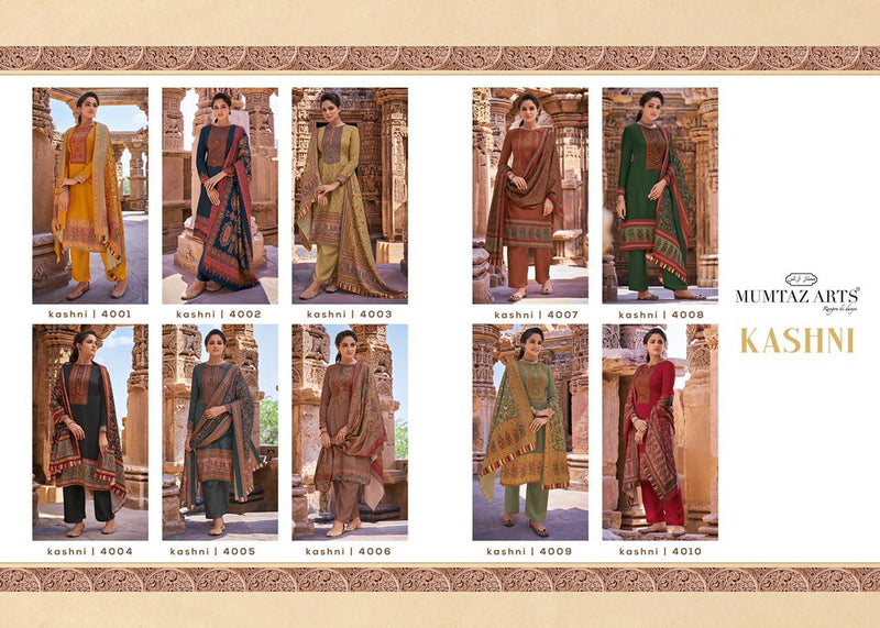 Mumtaz Arts Kashni Pure Jam Satin Digital Print Kashmiri Embroidery Work Salwar Kameez