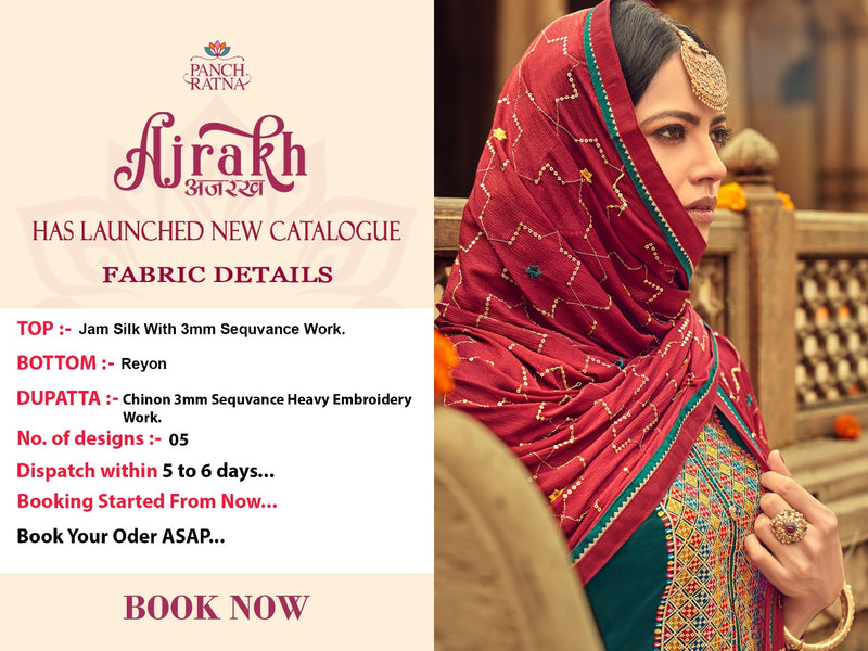 Panch Ratna Ajrakh Silk Stylish Designer Wear Salwar Suit Collection