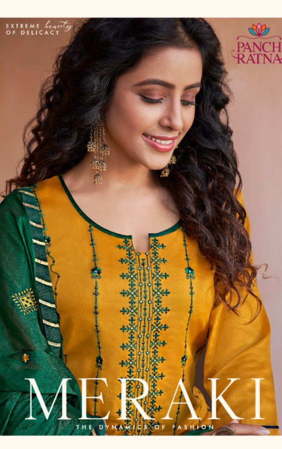 Panch Rantna Meraki Jam Silk With Work Stylish Designer Wear Salwar Kameez