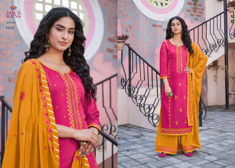 Panch Rantna Meraki Jam Silk With Work Stylish Designer Wear Salwar Kameez
