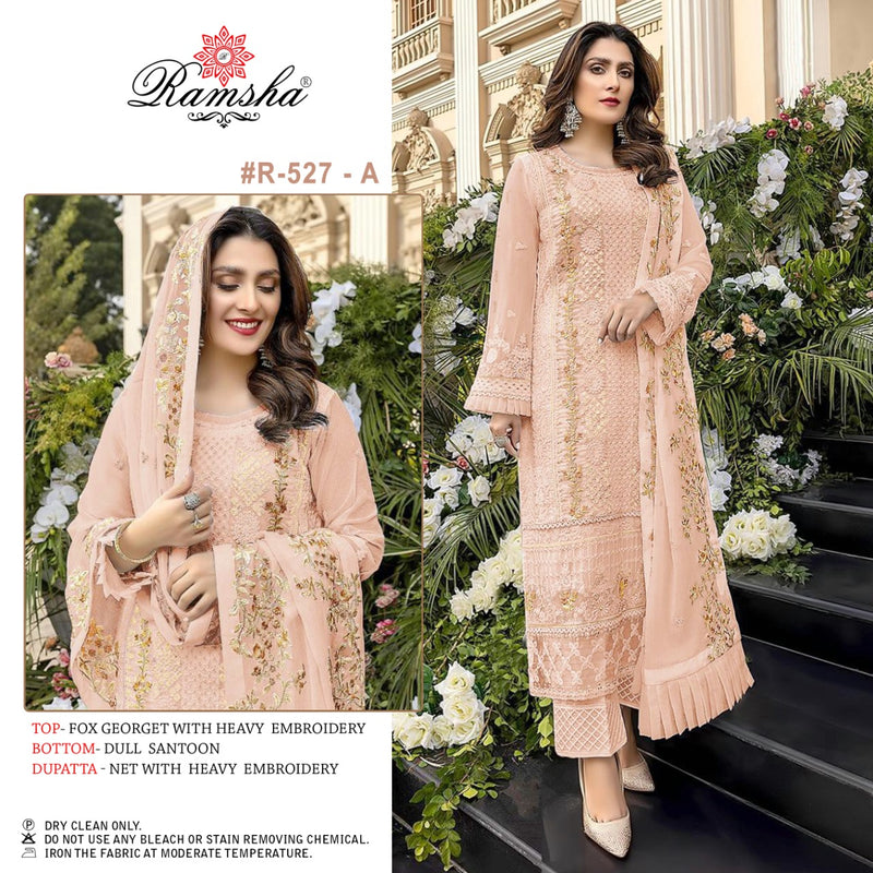 Ramsha R 527 A Georgette With Heavy Embroidery Work Stylish Designer Party Wear Salwar Kameez