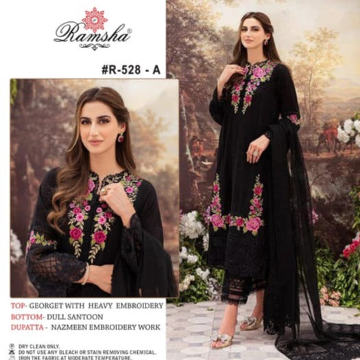 Ramsha R 528 A Georgette With Heavy Embroidery work Stylish Designer Beautiful Party Wear Salwar Kameez