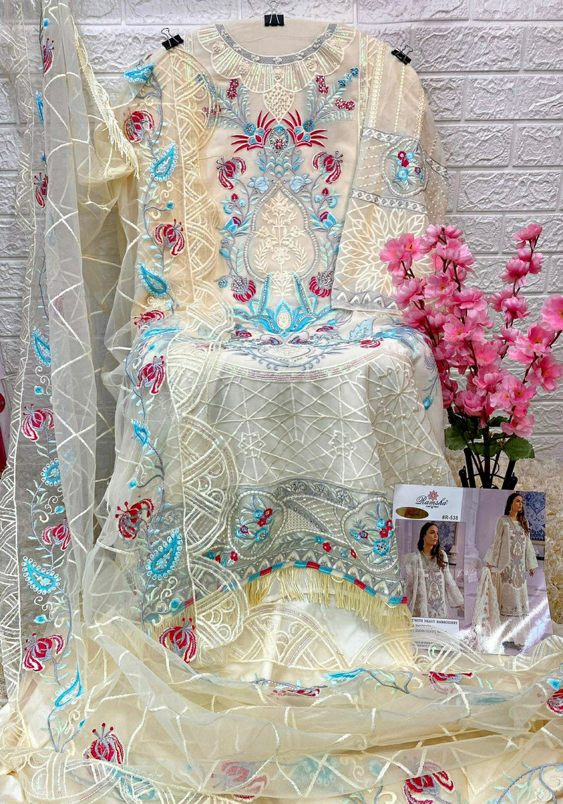 Ramsha Suit Dno R 538 Georgette With Heavy Embroidery Work Astonishing Look Salwar Kameez