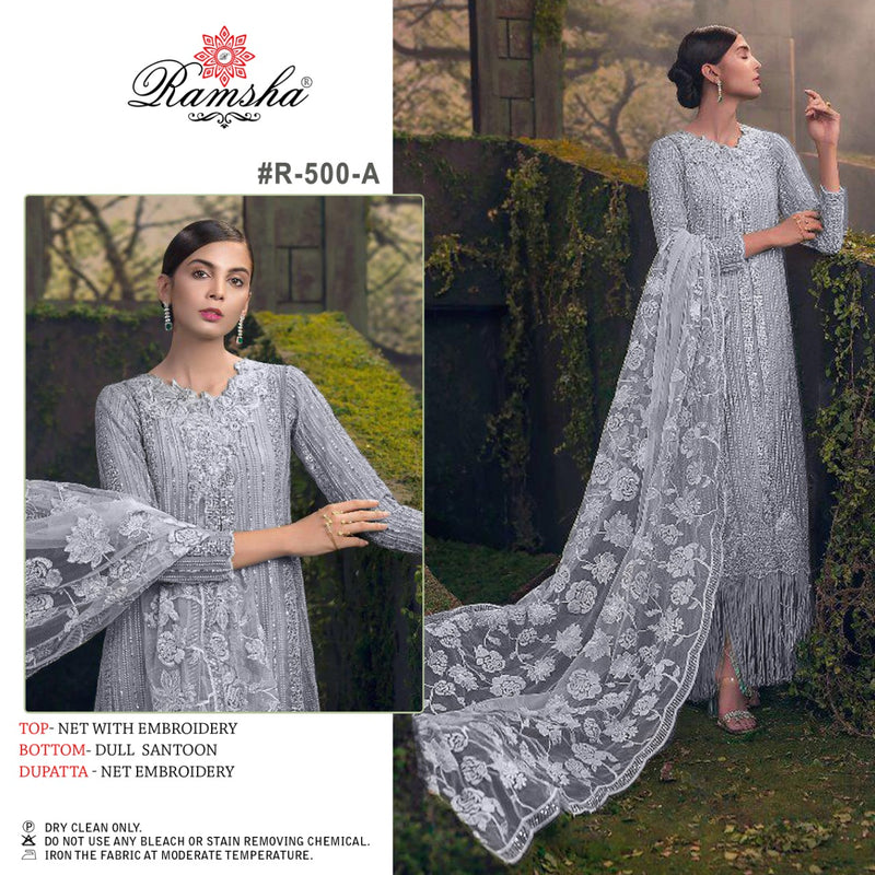 Ramsha R 500 A Net With Heavy Embroidery Work Stylish Designer Pakistani Party Wear Salwar Suit