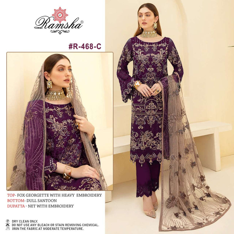 Ramsha Dno 468 C Georgette Stylish Designer Party Wear Heavy Embroidered Work Salwar Suit