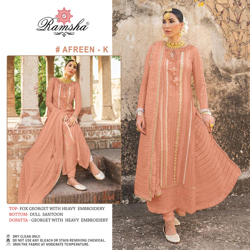 Ramsha Afreen k Georgette With Embroidered Work Stylish Designer Party
