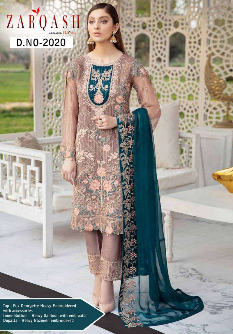 Zarqash Dno 2020 Georgette Stylish Embroidery Designer Wear Pakistani Salwar Suit