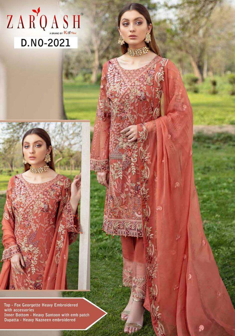 Zarqash Dno 2021 Georgette Stylish Embroidery Designer Wear Pakistani Salwar Suit