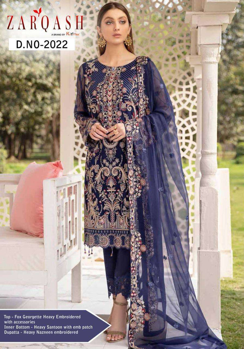 Zarqash Dno 2022 Georgette Stylish Embroidery Designer Wear Pakistani Salwar Suit