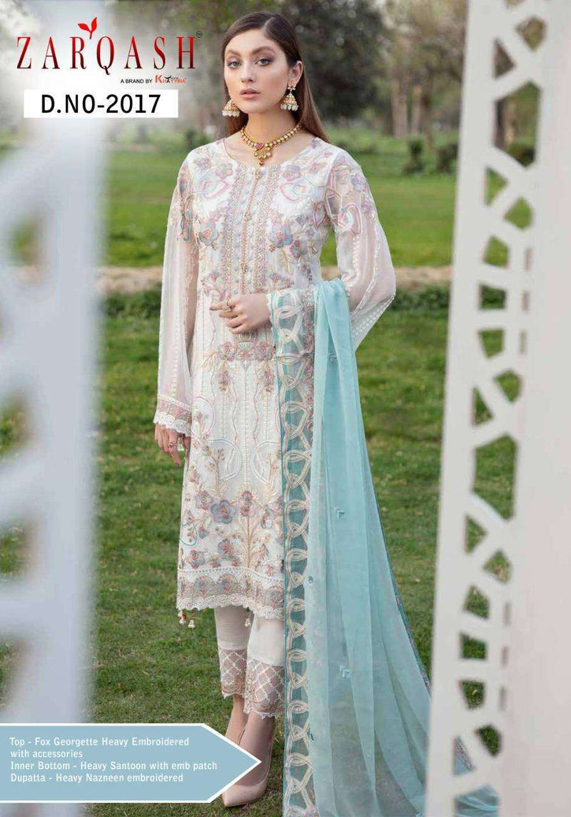 Zarqash Dno 2017 Georgette Stylish Embroidery Designer Wear Pakistani Salwar Suit