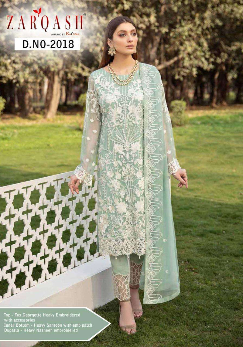 Zarqash Dno 2018 Georgette Stylish Embroidery Designer Wear Pakistani Salwar Suit