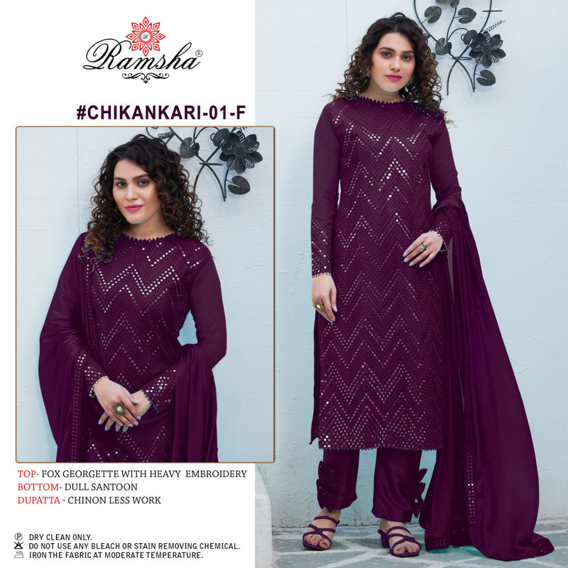 Ramsha Chikankari-01-F Georgette Stylish Designer Wear Salwar Suit