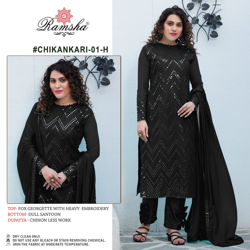 Ramsha Chikankari-01-H Georgette Stylish Designer Wear Salwar Suit