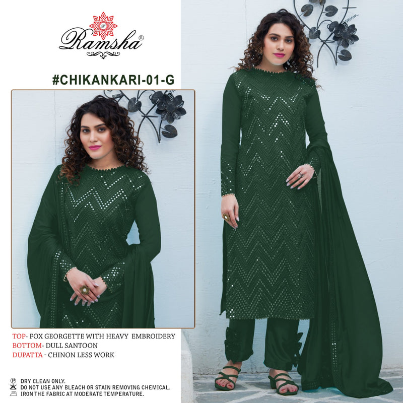 Ramsha Chikankari-01-G Georgette Stylish Designer Wear Salwar Suit