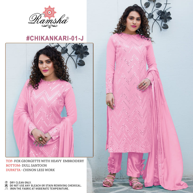 Ramsha Chikankari Dno 01 J Georgette Stylish Designer Wear Salwar Kameez