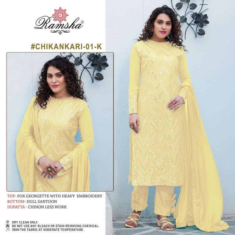 Ramsha Chikankari Dno 01 k Georgette Stylish Designer Wear Salwar Kameez