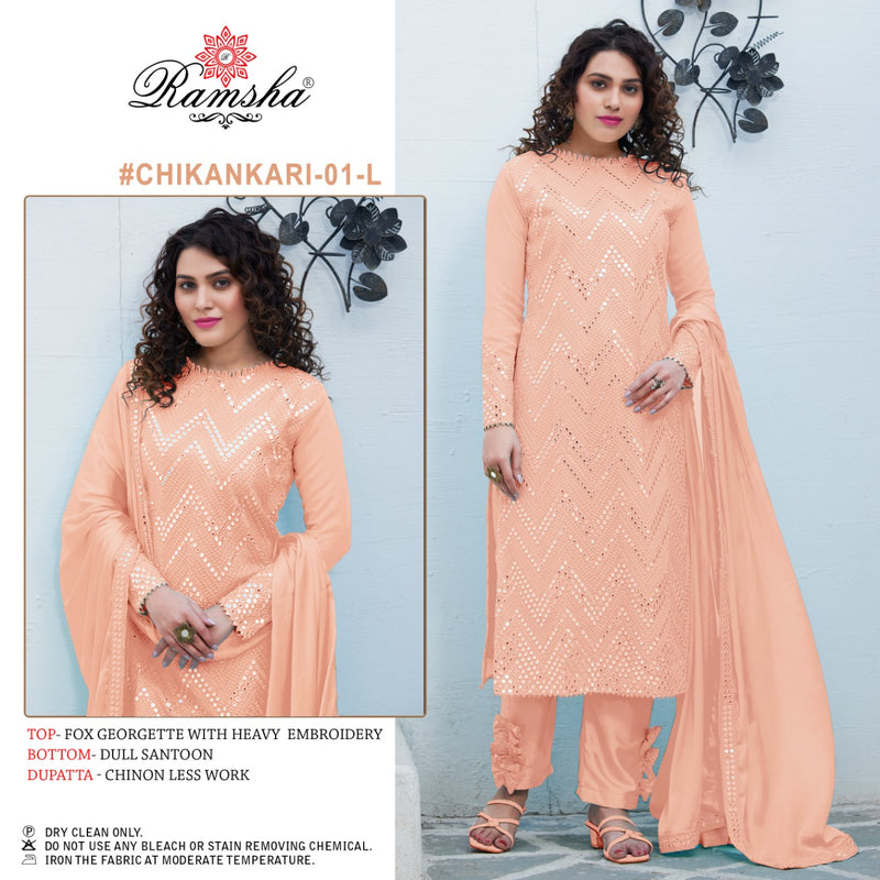 Ramsha Chikankari Dno 01 L Georgette Stylish  Designer Wear Salwar Kameez