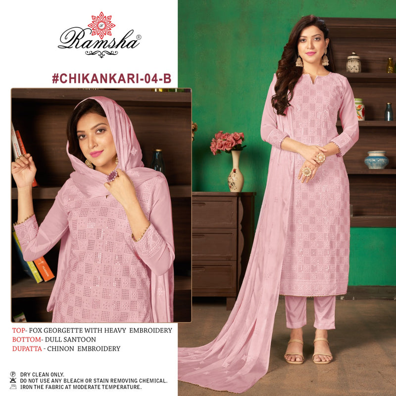 ramsha chikankari 04 georgette regal look salwar suit catalog
