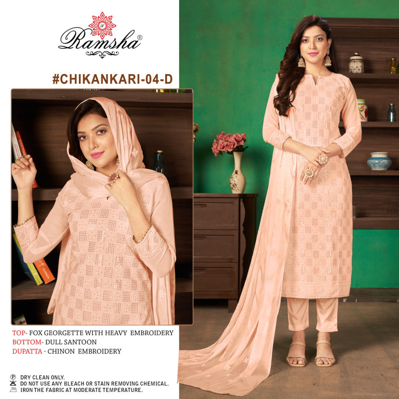 Ramsha Chikankari 04 D Georgette Stylish Designer Party Wear Salwar Kameez