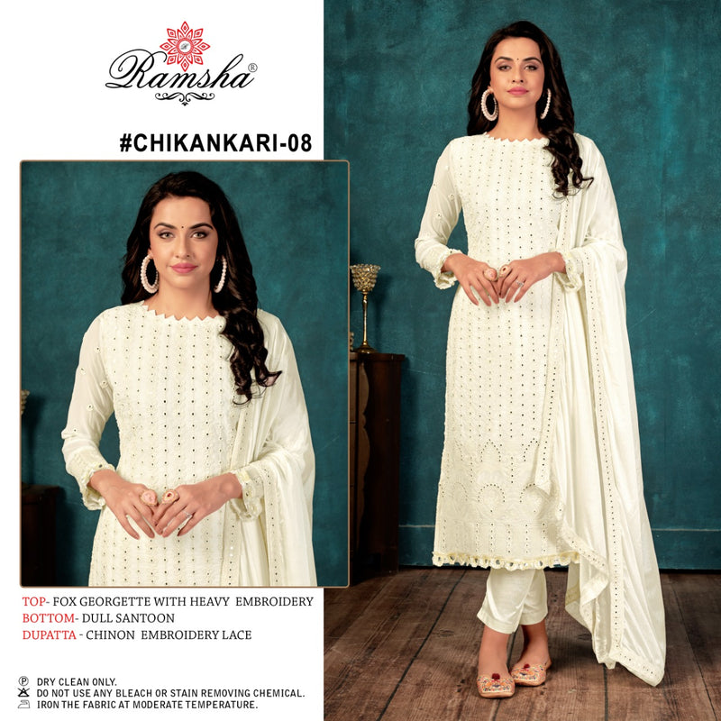 Ramsha Chikankari 08 Georgette Stylish Designer Wear Salwar Kameez