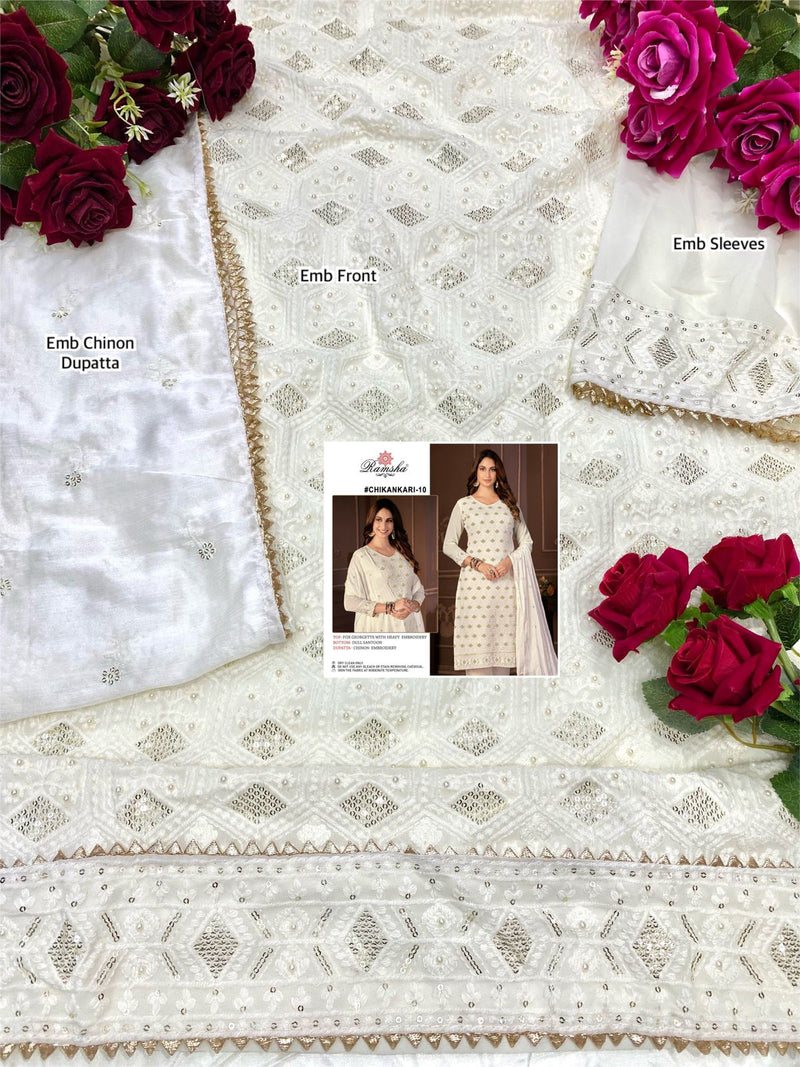 Ramsha Chikankari 10 Georgette With Embroidery Work Stylish Designer Salwar suit