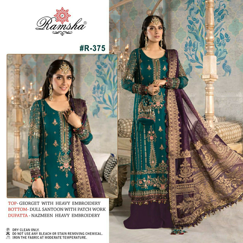 Ramsha R 375 Georgette Heavy Work Stylish Designer Salwar Kameez