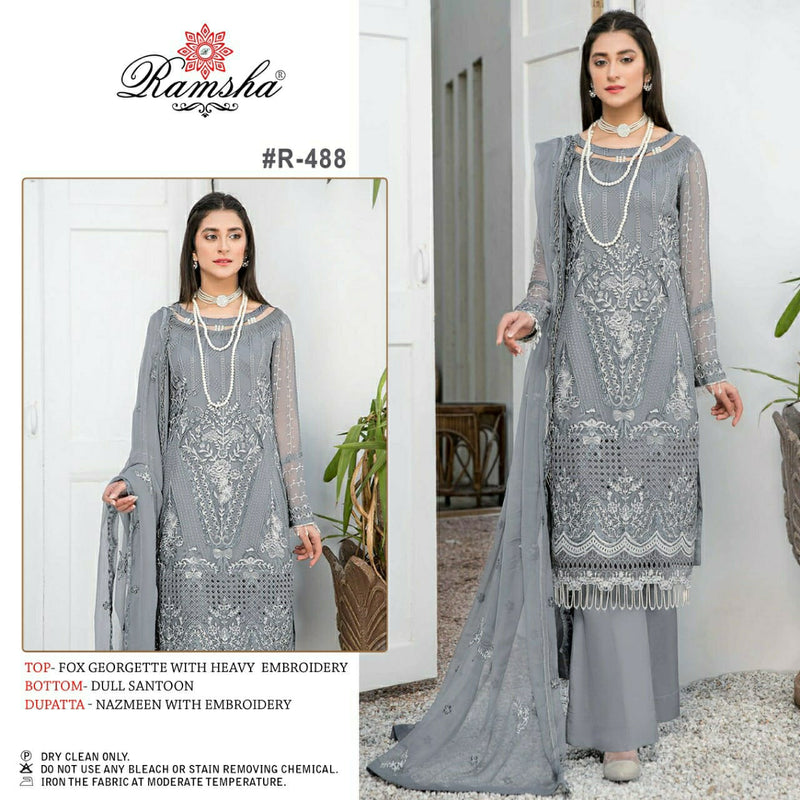 Ramsha Dno 488 Georgette wIth Embroidery Stylish Designer Party Wear Salwar Kameez