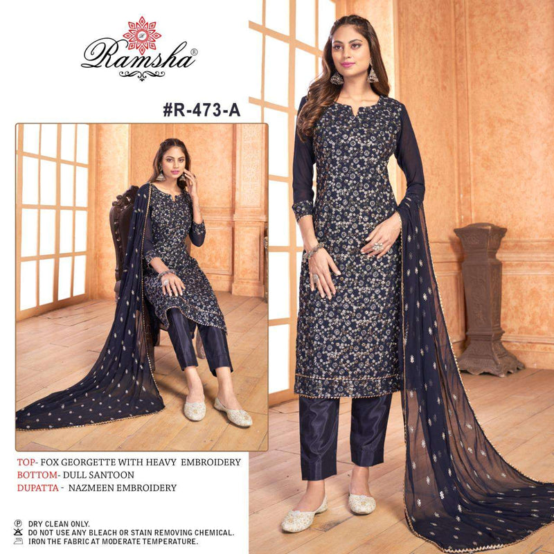 Ramsha Dno 473 A Georgette With Embroidered Stylish Designer Party Wear Salwar Suit