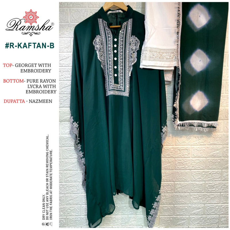 Ramsha Suit R Kaftan B Fox Georgette With Embroidery Work Stylish Designer Pakistani Salwar Kameez