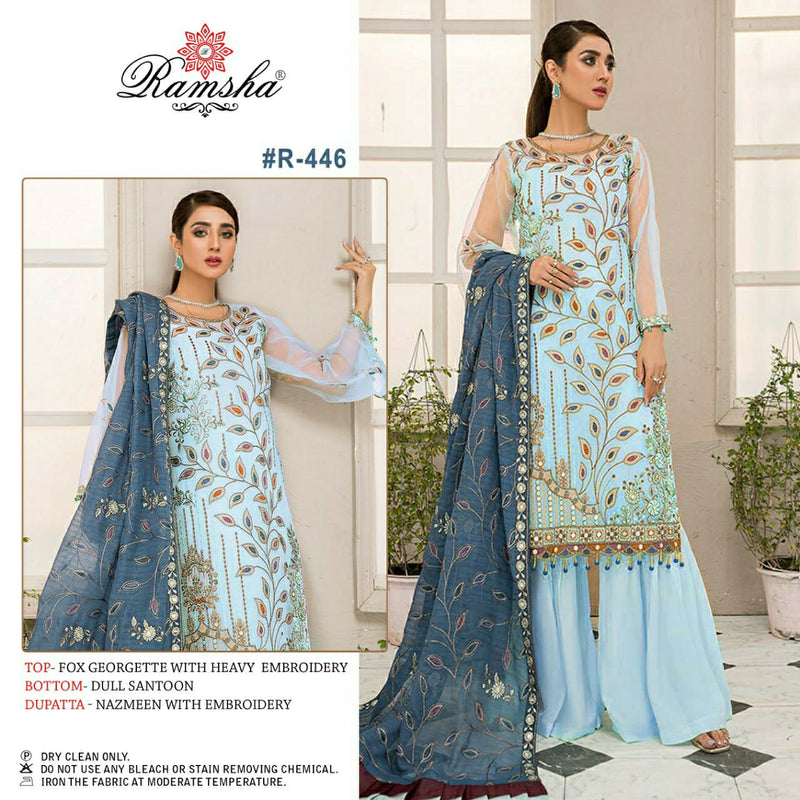 Ramsha R 446 Georgette With Embroidery Work Stylish Designer Wear Salwar Suit
