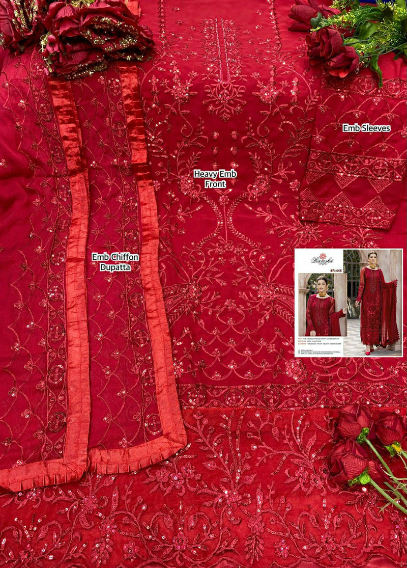 Ramsha Dno 448 Georgette Stylish Designer Embroidery Work Party Wear Salwar Suit