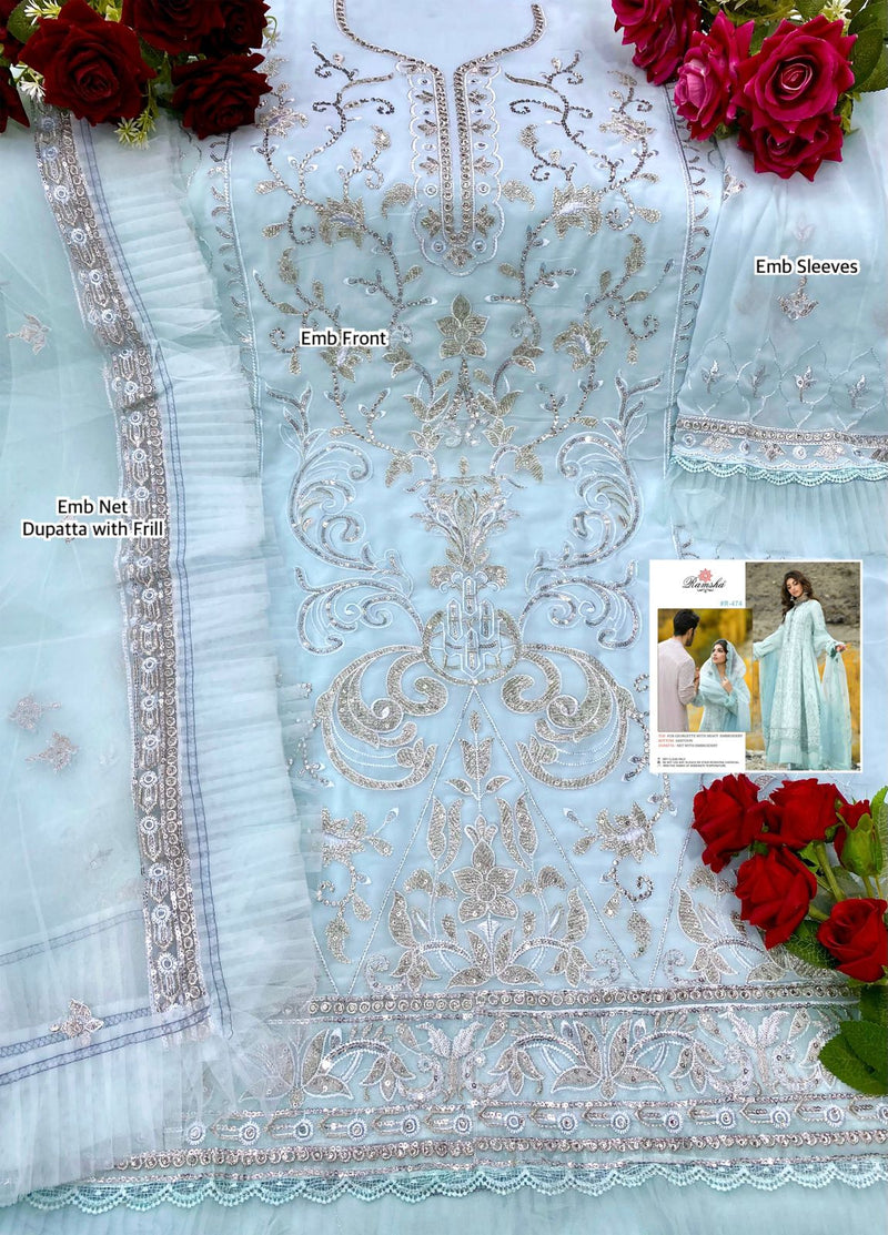 Ramsha Dno R 474 Georgette With Heavy Embroidered Stylish Designer Party Wear Salwar Suit