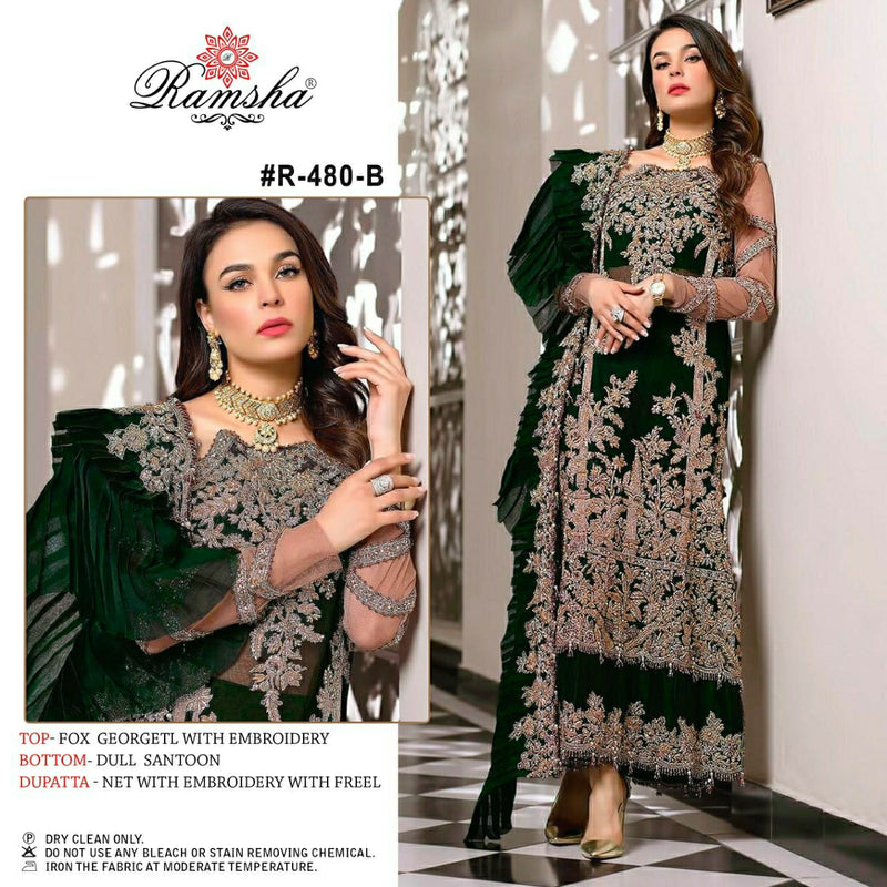 Ramsha Dno 480 B Georgette With Embroidered Work Stylish Designer Wedding Wear Salwar Suit