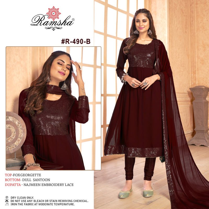 Ramsha R 490 B Georgette Stylish Designer Wear Salwar Kameez