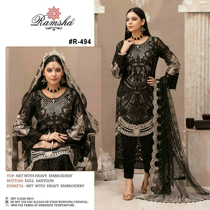 Ramsha Dno 494 Net Stylish Designer Net With Heavy Embroidery Salwar Suit