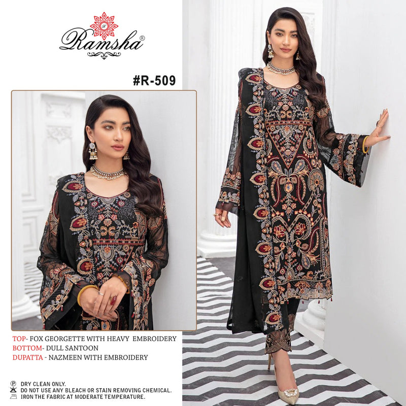 Ramsha Dno R 509 Georgette With Heavy Embroidery Pakistani Stylish Designer Salwar Kameez