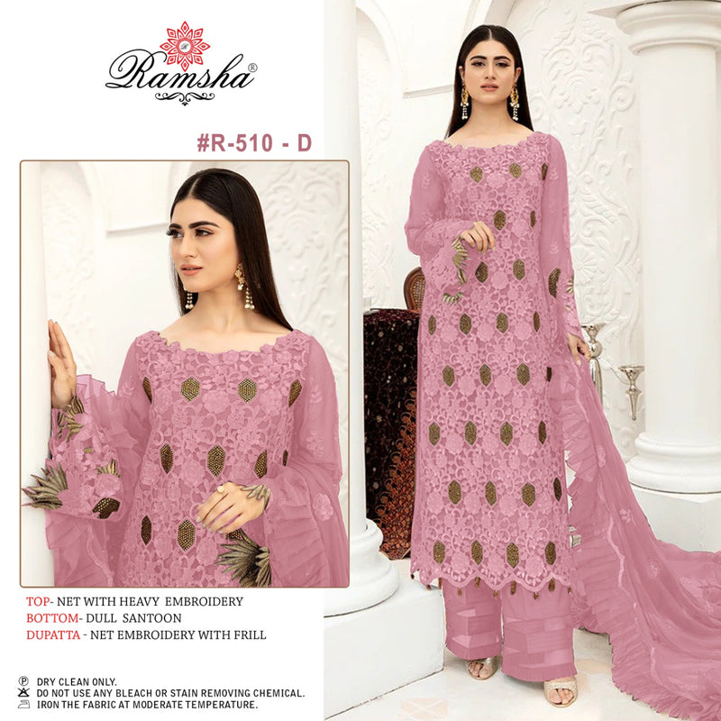 Ramsha Dno R 510 D Heavy Net Embroidery Stylish Designer Party Wear Salwar Suit