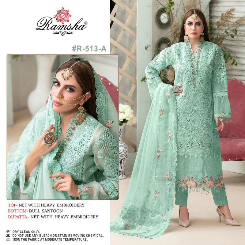 Ramsha R 513 A Net With Heavy Embroidery Work Stylish Designer Fancy Salwar Suit