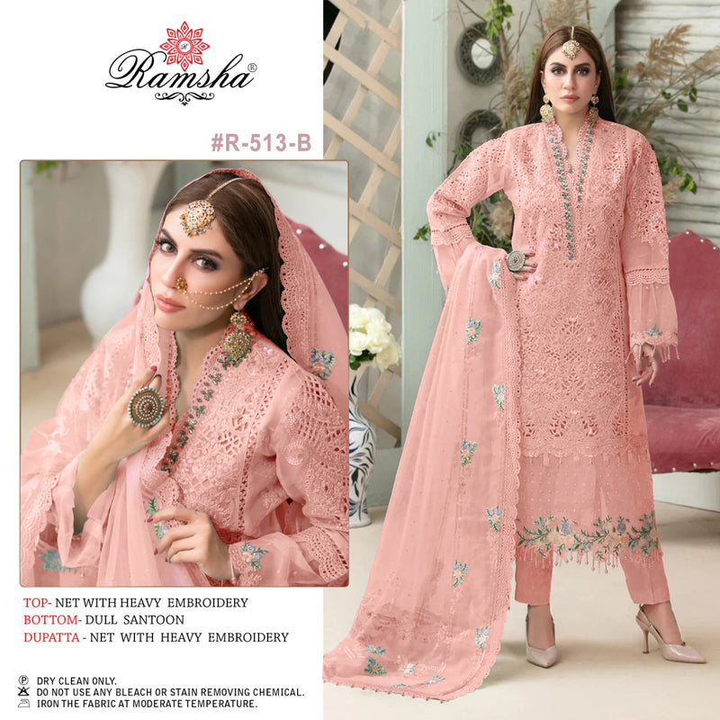 Ramsha R 513 B Net With Heavy Embroidery Work Stylish Designer Fancy Salwar Suit