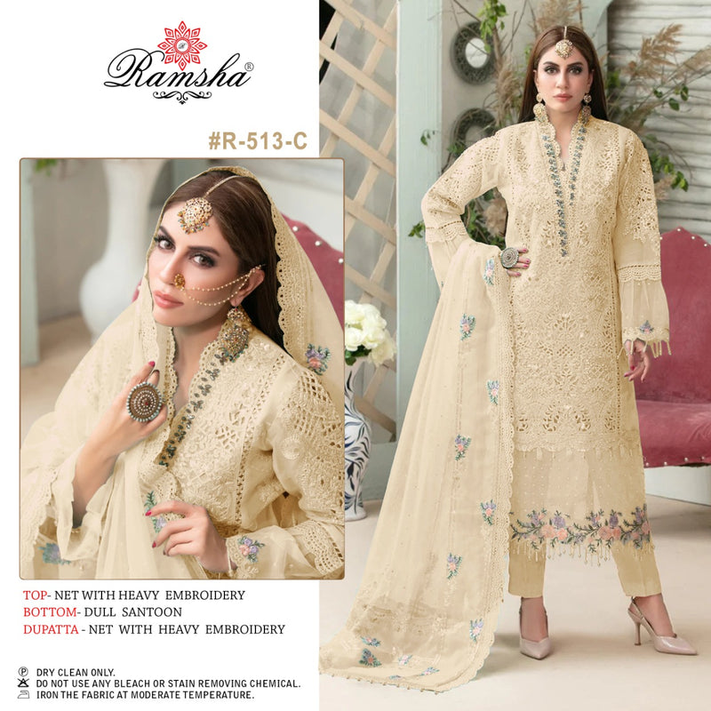Ramsha R 513 C Net With Heavy Embroidery Work Stylish Designer Fancy Salwar Suit