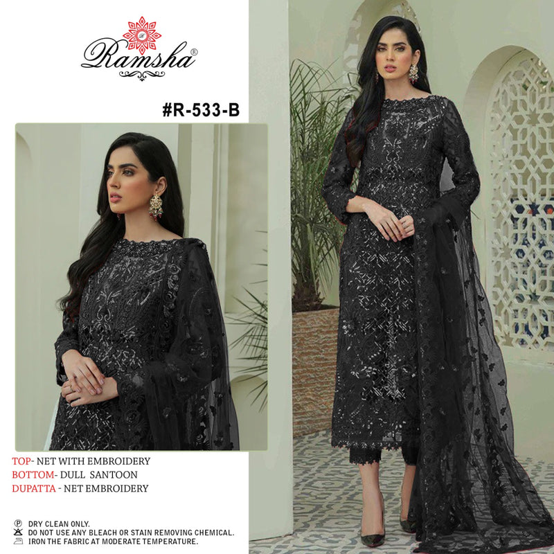 Ramsha R 533 B Net With Heavy Embroidery work Stylish Designer Beautiful Party Wear Salwar Kameez