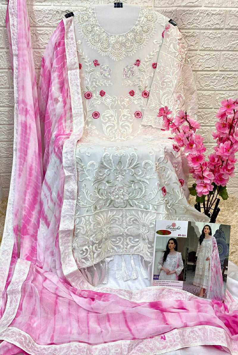 Ramsha Dno R 551 Georgette With Heavy Embroidery Work Stylish Designer Party Wear Salwar Kameez
