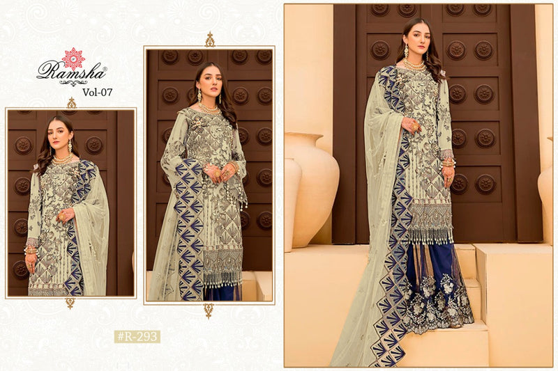 Ramsha R 293 Georgette Net Embroidery Work Heavy Salwar Suits