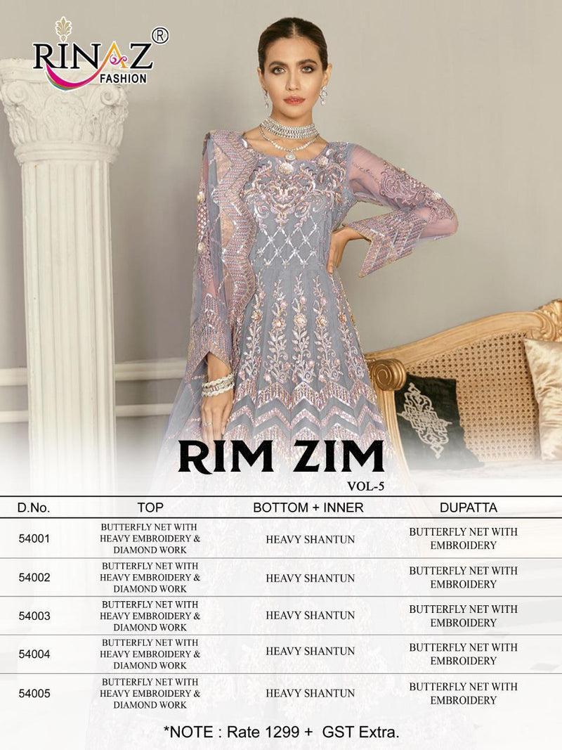 Rinaz Fashion Rim Zim Vol 5 Butterfly Net Heavy Embroidery Diamond Work Salwar Kameez